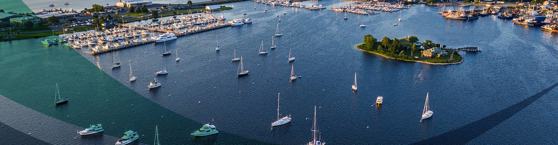 aerial-picture-of-several-boats-on-massachussets-dartmouth-ma